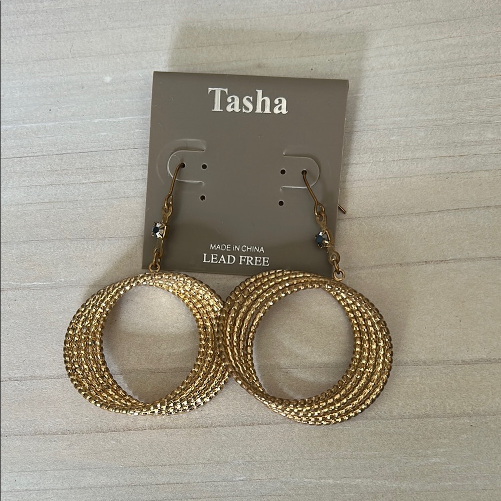 Tasha Gold Textured Hoop Earrings